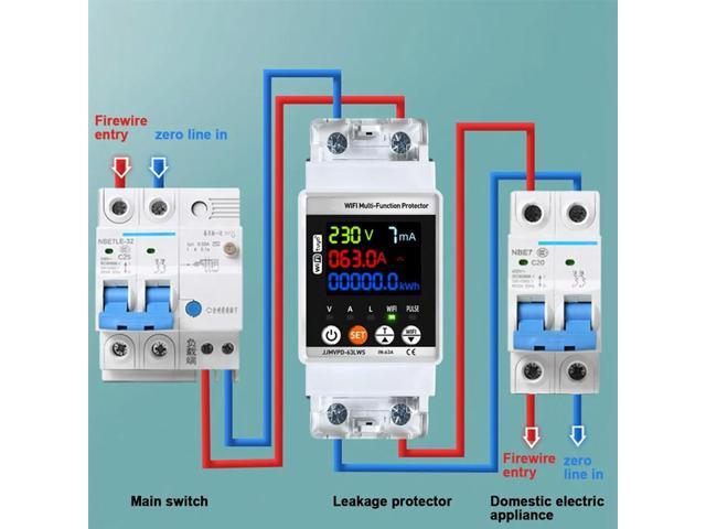 Tuya Energy Meter Multifunction Automatic Reclosing Protector Circuit Breaker Voltage Current Leak Protection