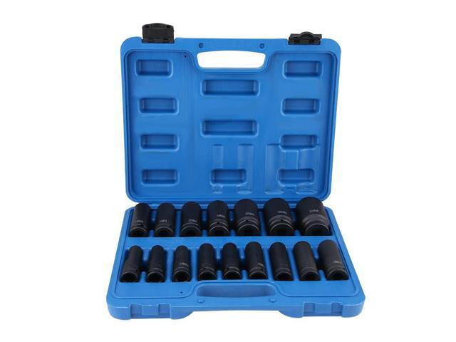 16Pcs 1/2' Inch Drive Air Hex Bit Socket Set Repair Tool Kit 10MM-32MM Anti Rust Easy for Repair Mechanical Maintenance