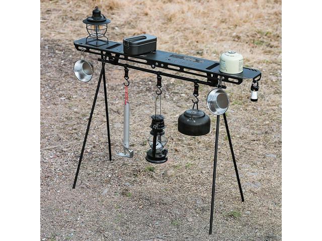 Camping Support Stand Bracket Plate Foldable Tripod Shelf Board High Strength Bending with Hanging Hole for BBQ Picnic Hiking