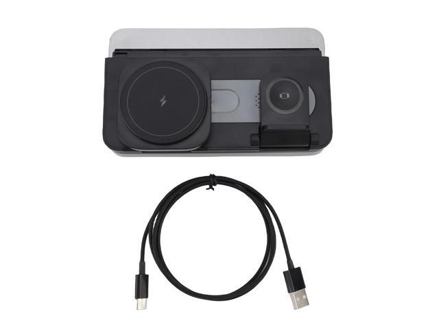 Universal 4 in 1 Magnetic Wireless Charger Magnetic Adsorption Fast Charging Station Phone Stand with Ambiance Light and Clock