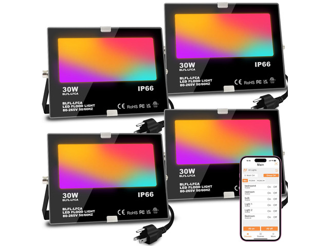 LED Flood Light Outdoor 30W, 300W Equivalent Smart RGB Landscape Lighting APP Control -DIY Scenes -Timing - Warm White 2700K -Color Changing...