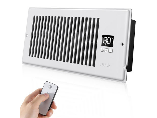 Quiet Register Booster Fan Fits Duct Opening 4' x 10' (White) 10 Speeds Remote Control, 3 Modes, Cooling/Heating - Vent Air Temp Triggered Auto...