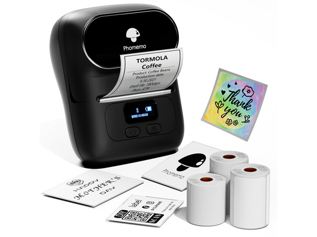 M110 Label Maker with 3 Tapes, Bluetooth Portable Thermal Printer APP with 6000+ Templates, 2 Inch Label Printer Easy to Use for Small Business,...