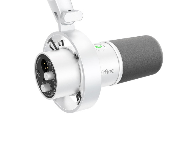 AmpliTank K688W Studio XLR Dynamic Microphone, USB PC Podcast Mic Vocal Mic with Tap-to-Mute, Gain Knob, Headphones Monitoring, Shock Mount, for...