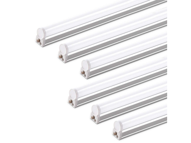 (6 Pack LED T5 Integrated Single Fixture, 4FT, 2200lm, 6500K 20W Super Bright White Utility LED Shop Light, Ceiling Under Cabinet Light, Corded...