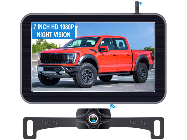 HD 1080P 7 Inch Wireless Backup Camera for Truck: 15-Min Easy Install 150° Wide View Angle Eliminate Rear Blind Spots with Starlight Night Vision -...