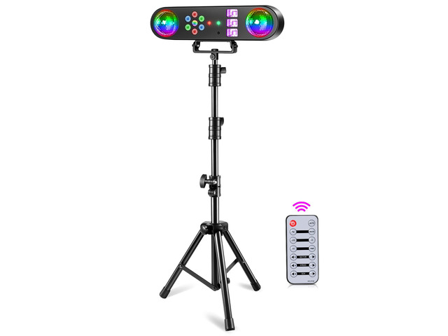 DJ Lights with Stand,5 in 1 Dj Lights for Parties Disco Ball Stage Party Light Set with Sound Activated Control, UV,Strobe, Dyeing, Led Par Light...