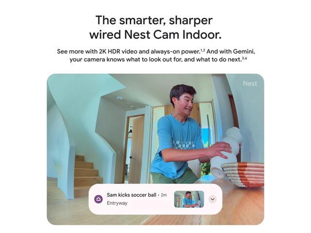 Google - Nest Cam Indoor (wired, 3rd gen) - Latest Model - 2K Video and Gemini - Snow - image 10