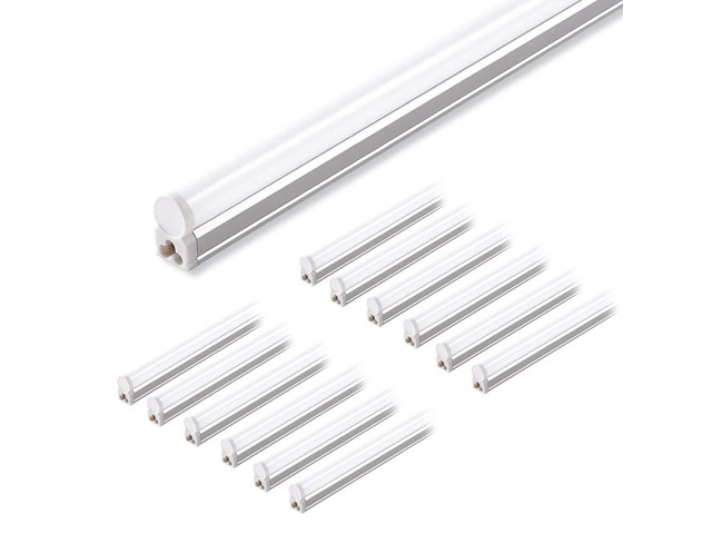 (Pack of 12 LED T5 Shop Light, 4FT, 2200lm, 6500K, 20W, Linkable Super Bright White Utility Shop Lights, Ceiling and Under Cabinet Light, ETL...