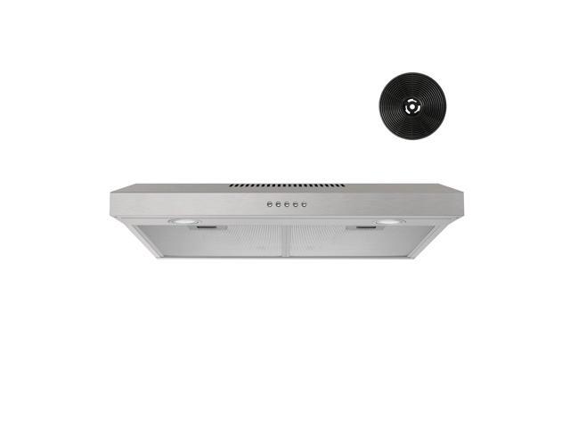 30 Inch Under Cabinet Range Hood with Quiet Brushless Motor, 300CFM Ducted/Ductless Convertible Vent Hood, 3 Speed Exhaust Fan, LED Light &...