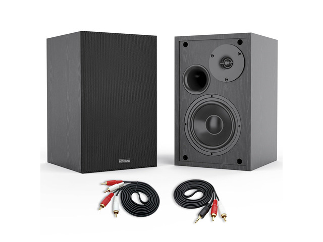 4 Inch Powered Bookshelf Speakers with Deep Bass, Bluetooth 5.0 Studio Monitor Speakers, 2.0 Neared Field Audio Speakers with 2 RCA Line Input, Set...