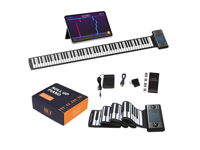 Roll Up Piano 88 key, Hand Roll Portable Piano for Beginner with Bluetooth/MIDI, 128 Tones and Rhythms, Best Christmas Birthday Gift