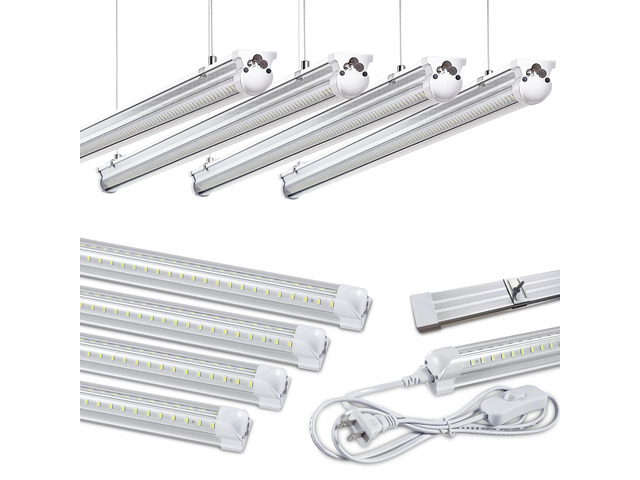 8Pack 4FT LED Shop Light Garage Lights,50W 6000K 7500LM White Light,Hanging/Surface Mount,T8 4FT Tube Lamp for Warehouse Workshop Basement,Linkable...