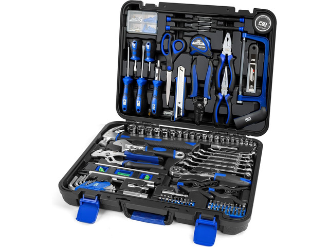 259-Piece Tool Kit, General Household Hand Tool Set, Blue Includes Hammer, Pliers, Tape Measure, Screwdrivers, Wrenches & Sockets for Home, Office,...