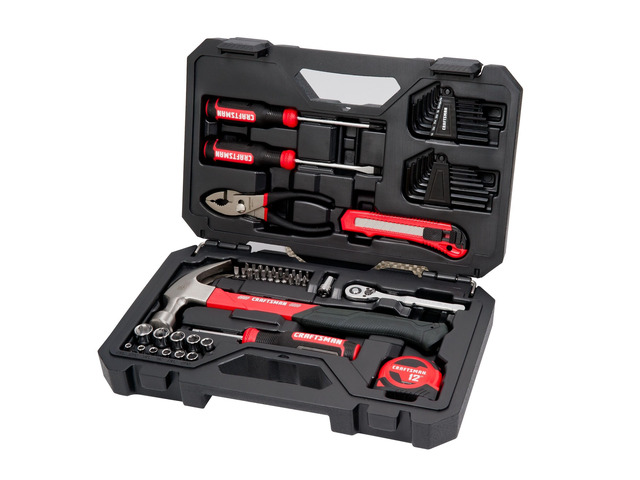 57 Piece Mechanics Tool Set Home Tool Set, Sockets, Ratchet, Screwdrivers, Hammer, Pliers, Hex Keys, Specialty Bits Hand Tools (CMMT99447)