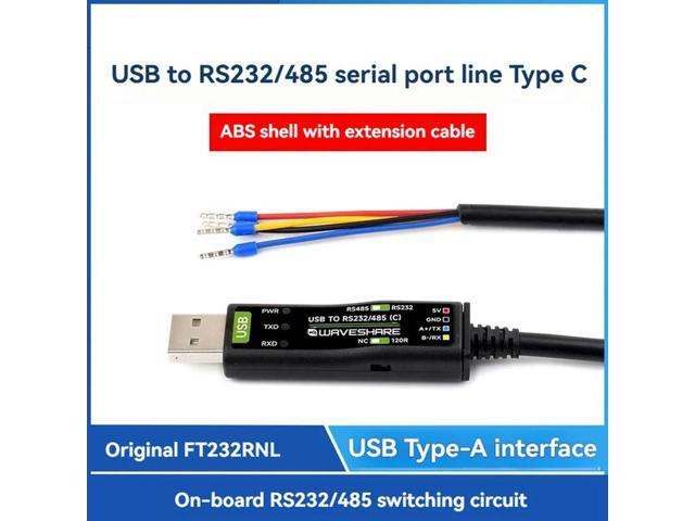Waveshare USB To RS232/RS485 Serial Cable Converter With Extension Cord FT232RNL Chip Compatible With Win 7/8/10/11/Macos