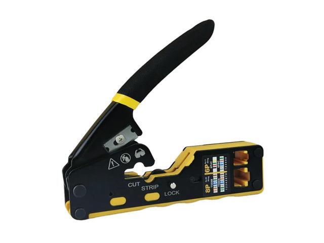 RJ45 Crimp Tool Kit With Cable Tester, Wire Cutter, Blades 50 Cat 6 Connectors And Strain Relief Boots