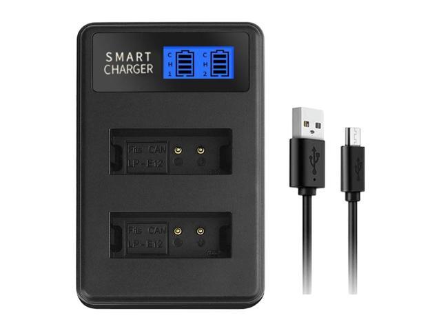 Portable LP-E12 LP E12 LCD Dual Channel USB Charger for EOS M, EOS Rebel SL1, EOS 100D Stay Powered