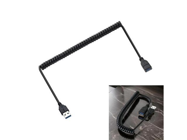 Coiled USB 3.0 Extension Cable Type A Male to Female Spirals USB Extension Cord for Fast Data Transfer and Charging