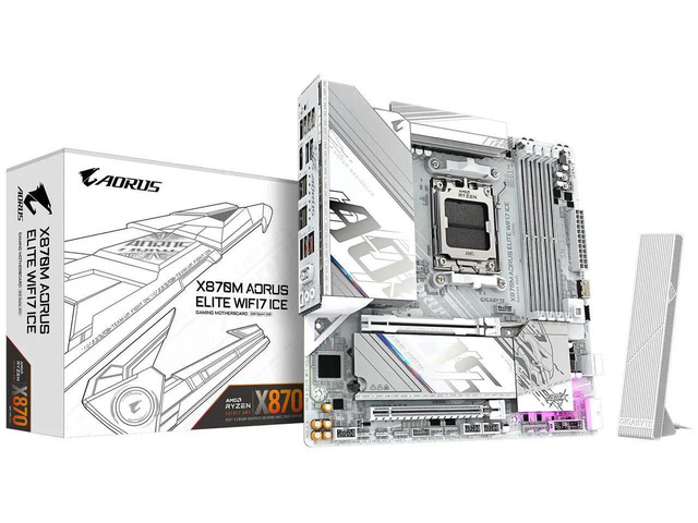 GIGABYTE X870M AORUS ELITE WIFI7 ICE AM5 AMD Micro ATX AMD X870 Motherboard