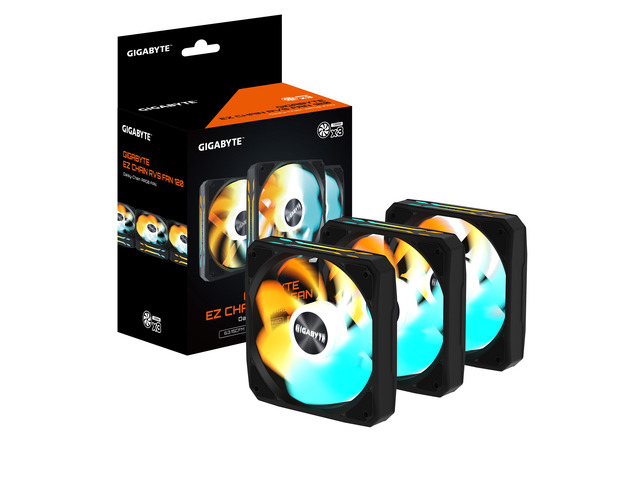 AORUS EZ CHAIN FAN 120 -Reverse (3-Pack), 120mm Hydro Dynamic Bearing ARGB Computer Case Fan