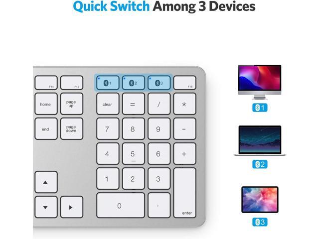 OMOTON Bluetooth Keyboard Compatible with Mac, with Numeric Keypad, Rechargeable Wireless Keyboard Compatible with MacBook Pro/Air, iMac, Mac...