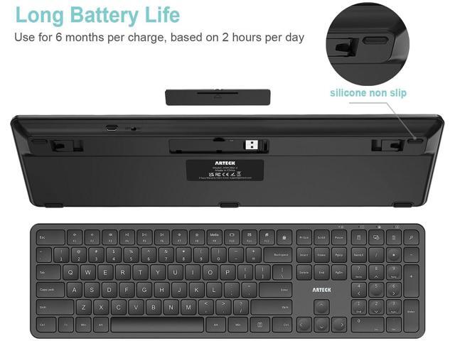 Arteck 2.4G USB Wireless Keyboard Ultra Slim Full Size Keyboard with Numeric Keypad and Media Hotkey for Computer/Desktop/PC/Laptop/Surface/Smart...