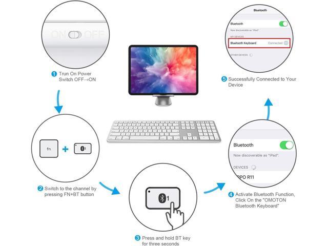 OMOTON Bluetooth Keyboard Compatible with Mac, with Numeric Keypad, Rechargeable Wireless Keyboard Compatible with MacBook Pro/Air, iMac, Mac...