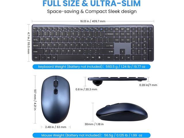 Wireless Keyboard and Mouse Combo,2.4G USB Ultra Slim Quiet Full Size Matte PC Computer Keyboard & Mice,3 DPI,19 Multimedia Key,Lag-Free Ergo,Long...