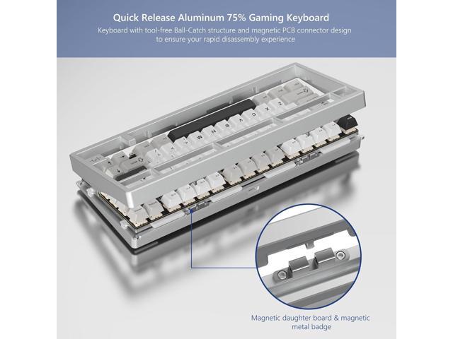 Womier RD75 Pro 75% Wireless Gaming Keyboard, Quick Release Aluminum Keyboard, QMK/VIA Tri-Mode Mechanical Key Board Custom Hot Swappable with RGB...