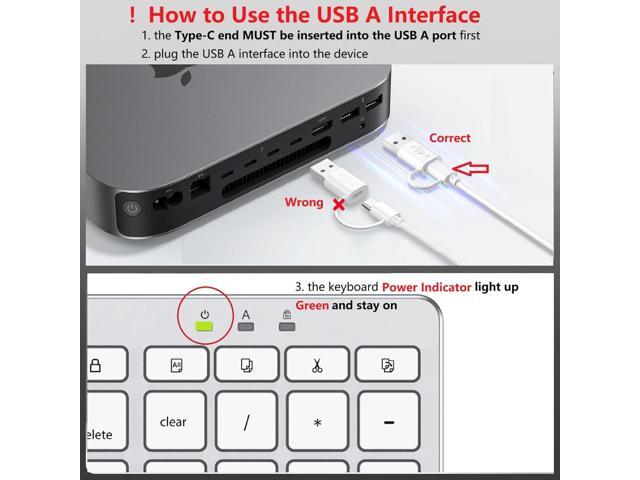 OMOTON Wired Keyboard Compatible with Mac, with Dual Interface (USB and Type-C), Numeric Keypad Compatible with MacBook Pro/Air, iMac, Mac mini/Pro...