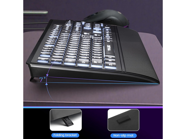 Large Print Keyboard for Seniors,Visually Impaired-High Contrast Black Keys,White Backlit with Cover,Wired USB 104 Full Size-Easy to Read Big...