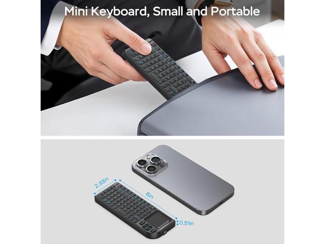 Mini Keyboard with Touchpad, Mini Bluetooth Keyboard, 2.4G Ultra-Thin Handheld Wireless Portable, Suitable for PC/Tablet/TV/Smartphone, Suitable...