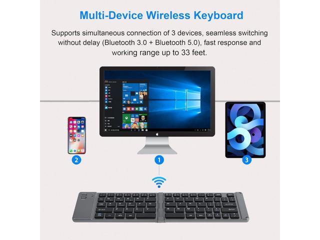 Wireless Keyboard Foldable Bluetooth Keyboard Slim Small Quiet Portable Compact Handheld Full Size Pocket Travel Folding Keyboard for PC Laptop...