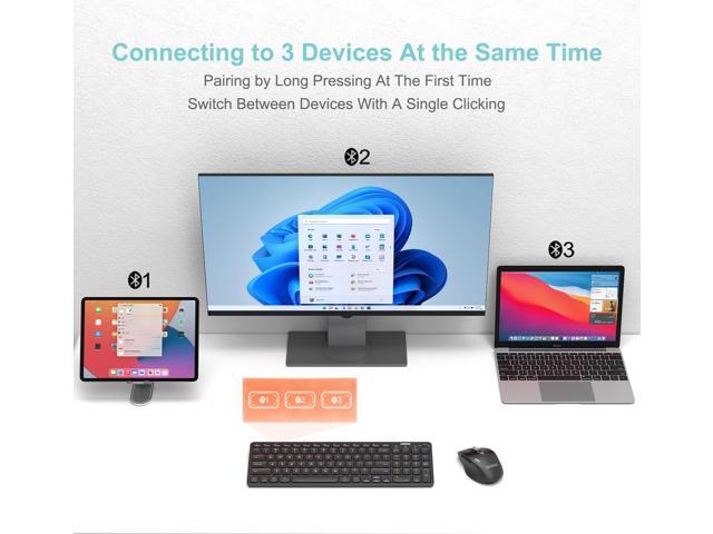 Arteck HB305-2 Universal Multi-Device Bluetooth Keyboard Ultra Compact Wireless Bluetooth Keyboard with Media Hotkeys for Windows iOS iPad OS...