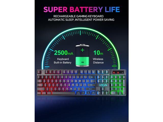 CHONCHOW Wireless Gaming Keyboard, Rechargeable 104 Key Rainbow LED Light Up Keyboard for PC PS4 PS5 Xbox One Laptop, Teclado inalmbrico, Black...