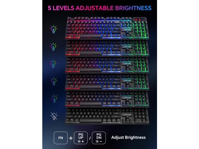 CHONCHOW Wireless Gaming Keyboard, Rechargeable 104 Key Rainbow LED Light Up Keyboard for PC PS4 PS5 Xbox One Laptop, Teclado inalmbrico, Black...