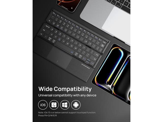 SODI Z01T Portable Tri-Fold Bluetooth Keyboard with Touchpad, Full Size Keys, Wireless Folding Travel Keyboard, Multi-Device Rechargeable for iPad,...