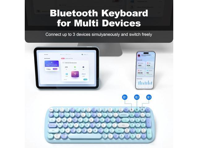 Wireless Bluetooth Keyboard, 100-Key Mini Bluetooth Typewriter Keyboards for Mac iPad iPhone PC Laptop & Android, 3 Devices Simultaneously,...