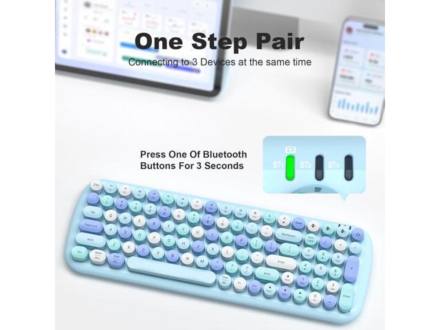 Wireless Bluetooth Keyboard, 100-Key Mini Bluetooth Typewriter Keyboards for Mac iPad iPhone PC Laptop & Android, 3 Devices Simultaneously,...