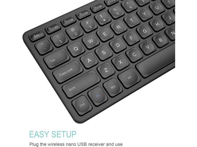 Arteck 2.4G Wireless Keyboard Ultra Slim Full Size Keyboard with Numeric Keypad and Media Hotkey for Computer/Desktop/PC/Laptop/Surface/Smart TV...