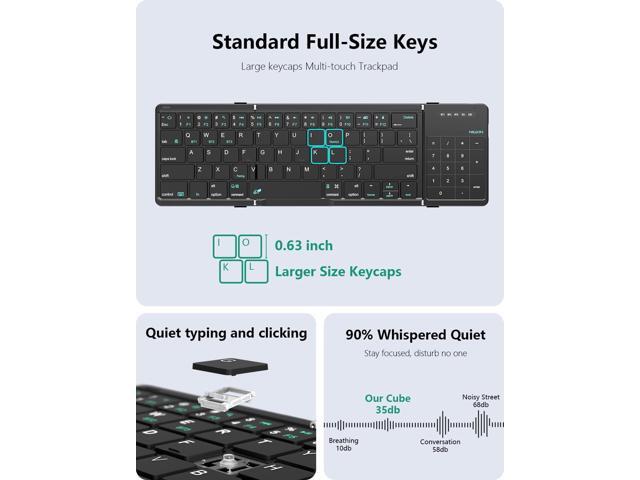 Nillkin Foldable Bluetooth Keyboard with Touchpad & Number Pad, Portable Bluetooth Keyboard with Full Size Keys, Pocket-Sized Wireless Travel...