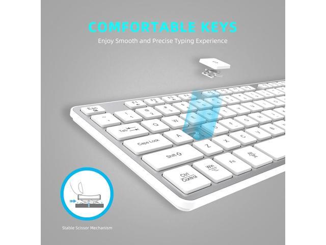 Slim Wireless Keyboard for Mac and Windows, Ultra Quiet Low-Profile Flat Key Board with Full-Size Keys, 2.4GHz Wire Less for PC, Mac, Windows...