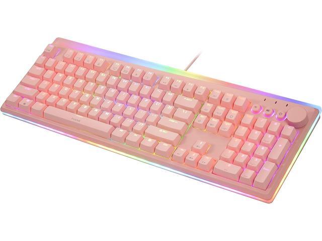 i-rocks K71M RGB Mechanical Gaming Keyboard with Media Control Knob, Switches (Blue), 107 Keys w/Full NKRO, PBT Keycaps, Multimedia Hotkeys,...