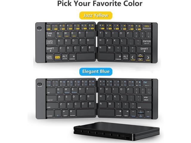PopBloom Foldable Bluetooth Keyboard - Portable Keyboard with Storage Bag, Rechargeable Full Size Ultra Slim Compatible iOS Android Windows...