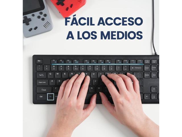 Perixx PERIBOARD-210 Teclado Full Size con Cable, diseño Ultra Delgado y teclas silenciosas, para ordenador, Laptop, PC y Escritorio, Disposición...