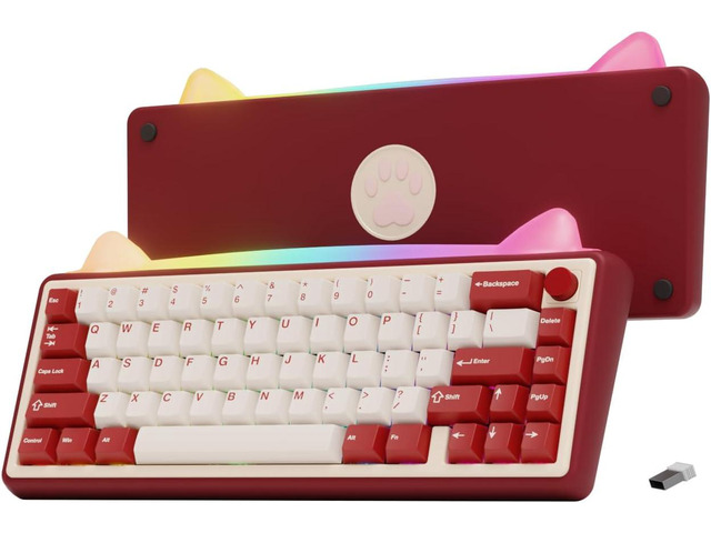 Chilkey Foxy65 Mechanical Keyboard with Knob, Gasket Mount 65% Aluminum Wireless Mechanical Keyboard, BT5.0/2.4GHz/USB-C, Hot Swappable, RGB...
