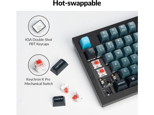 Keychron Q5 Pro Wireless QMK/VIA Mechanical Keyboard, 96% Layout Programmable Knob Full Aluminum Double-Gasket Design, Hot-swappable K Pro Red...