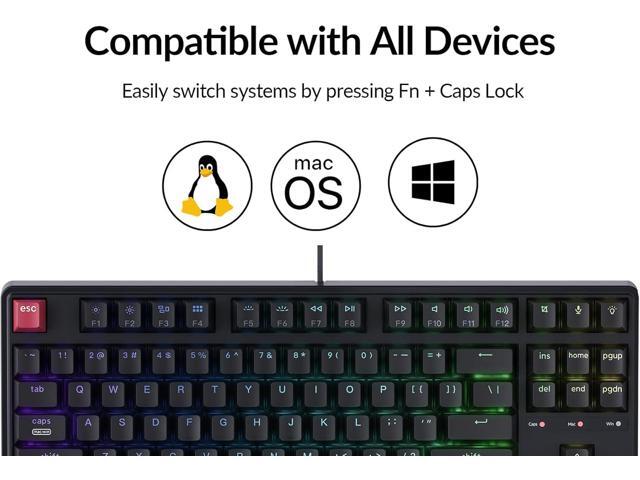 Keychron C3 Pro TKL 80% Wired Mechanical Keyboard, 8K Polling Rate, QMK/VIA Programmable, Hot-Swappable, RGB Backlit Shine-Through Keycaps, Super...