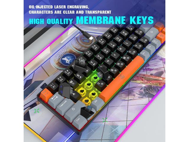 Snpurdiri 60% Percent Gaming Keyboard, Compact RGB Backlit Small Gaming Keyboard for Windows, PC, Laptop (68 Keys, Black-Grey-Orange)